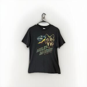 Vintage Harley-Davidson Wolf T-Shirt Fort Bragg NC Biker Tee Men’s M Black